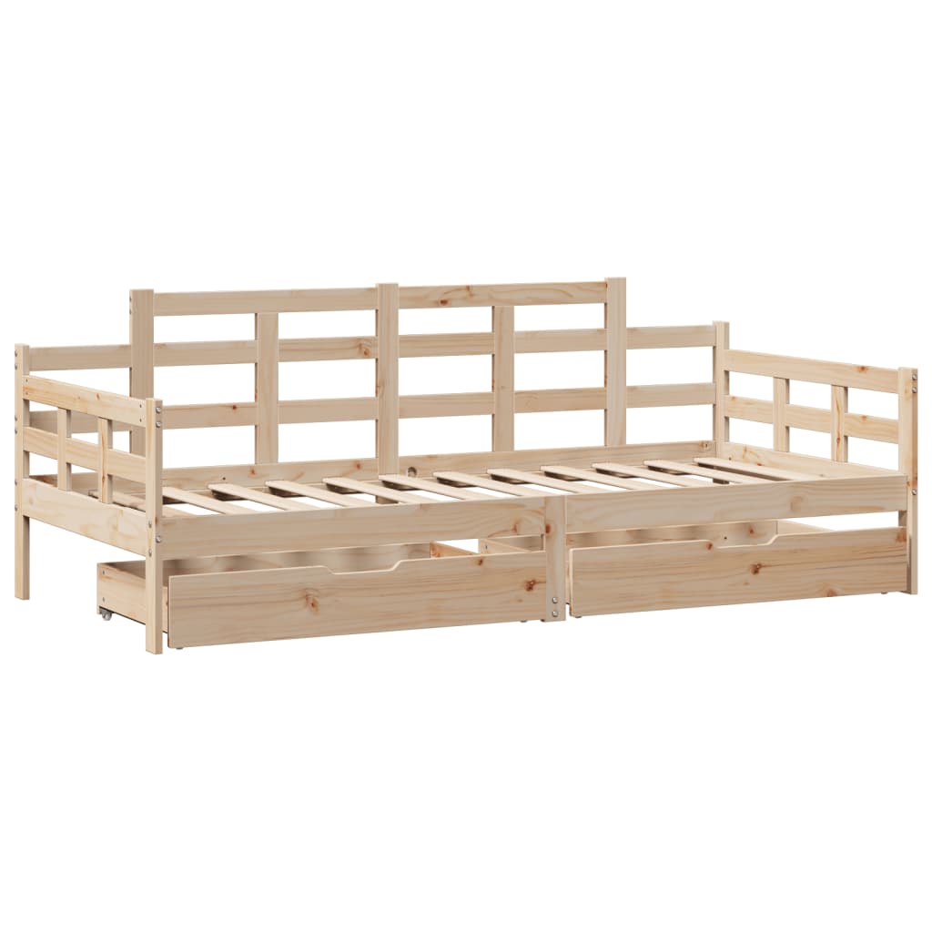 vidaXL Sofá cama con cajones madera maciza de pino 80x200 cm