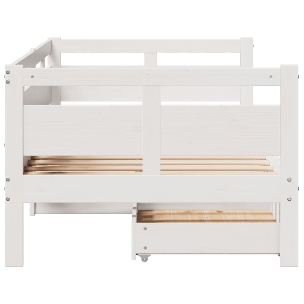 vidaXL Sofá cama con cajones madera maciza de pino blanca 80x200 cm