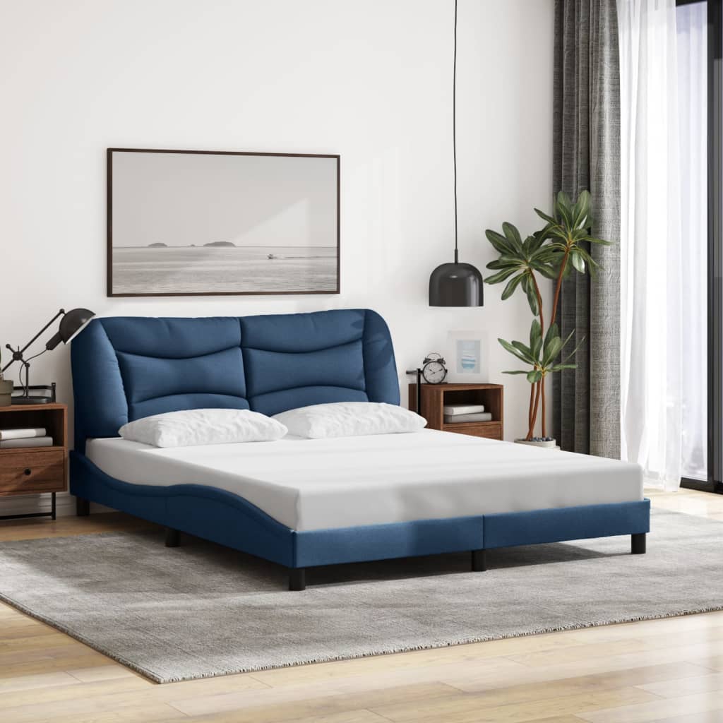 vidaXL Estructura de cama con luces LED tela azul 160x200 cm