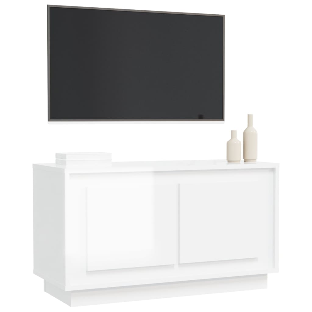 vidaXL Mueble para TV madera contrachapada blanco brillo 80x35x45 cm