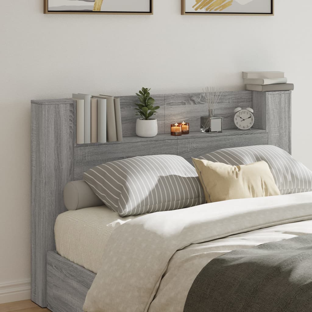 vidaXL Cabecero de cama con luz LED gris Sonoma 160x16,5x103,5 cm