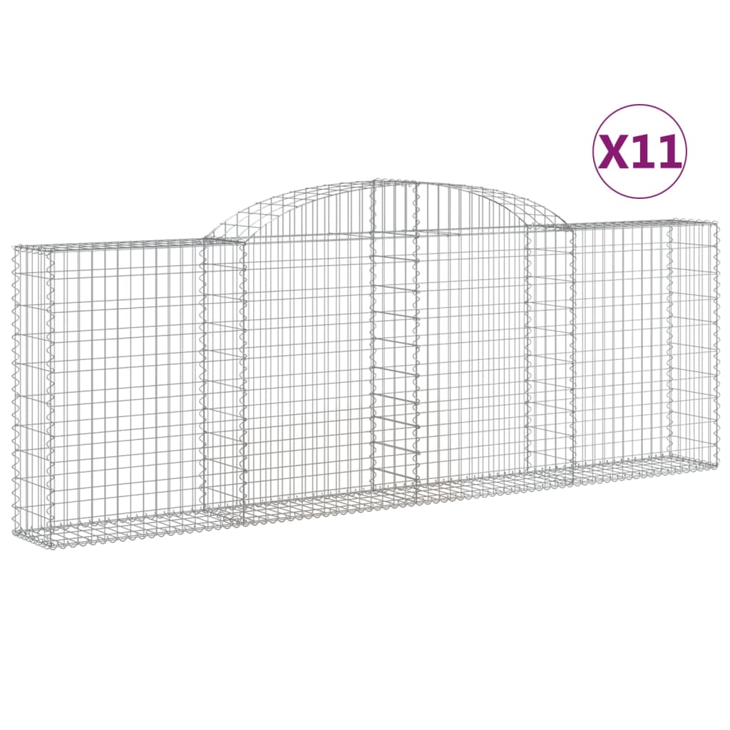 vidaXL Cestas de gaviones 11 uds forma arco hierro 300x30x100/120 cm