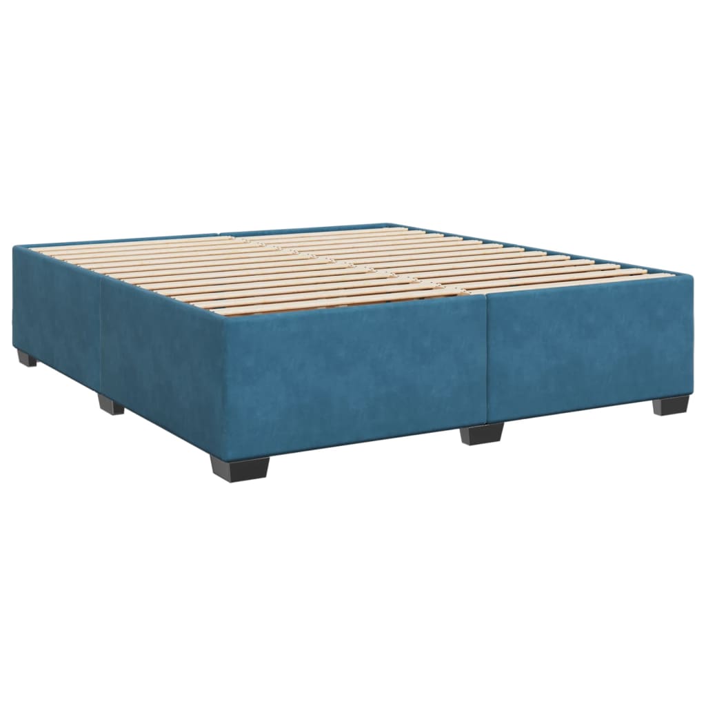 vidaXL Cama box spring con colchón terciopelo azul 200x200 cm