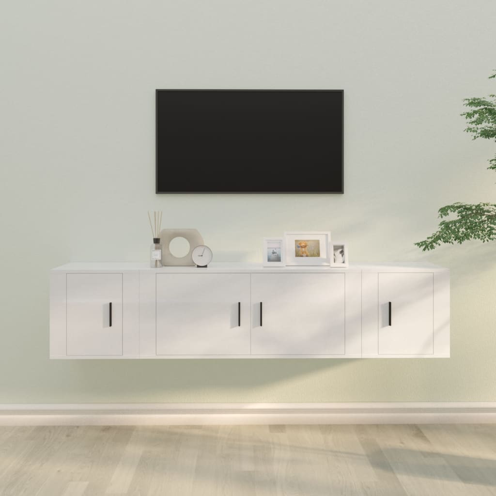 vidaXL Set de muebles de TV 3 pzas madera contrachapada blanco brillo