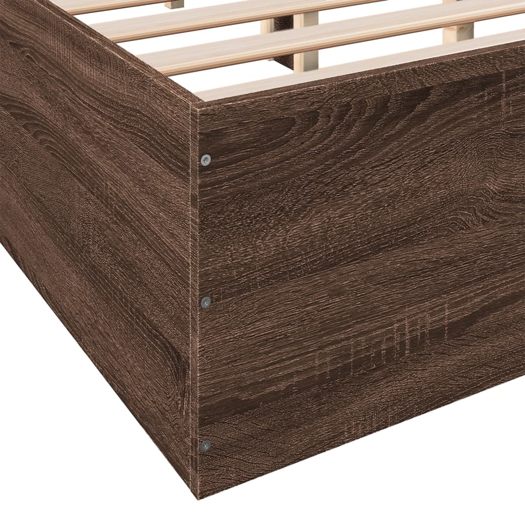 vidaXL Estructura de cama madera de ingeniería marrón roble 135x190 cm