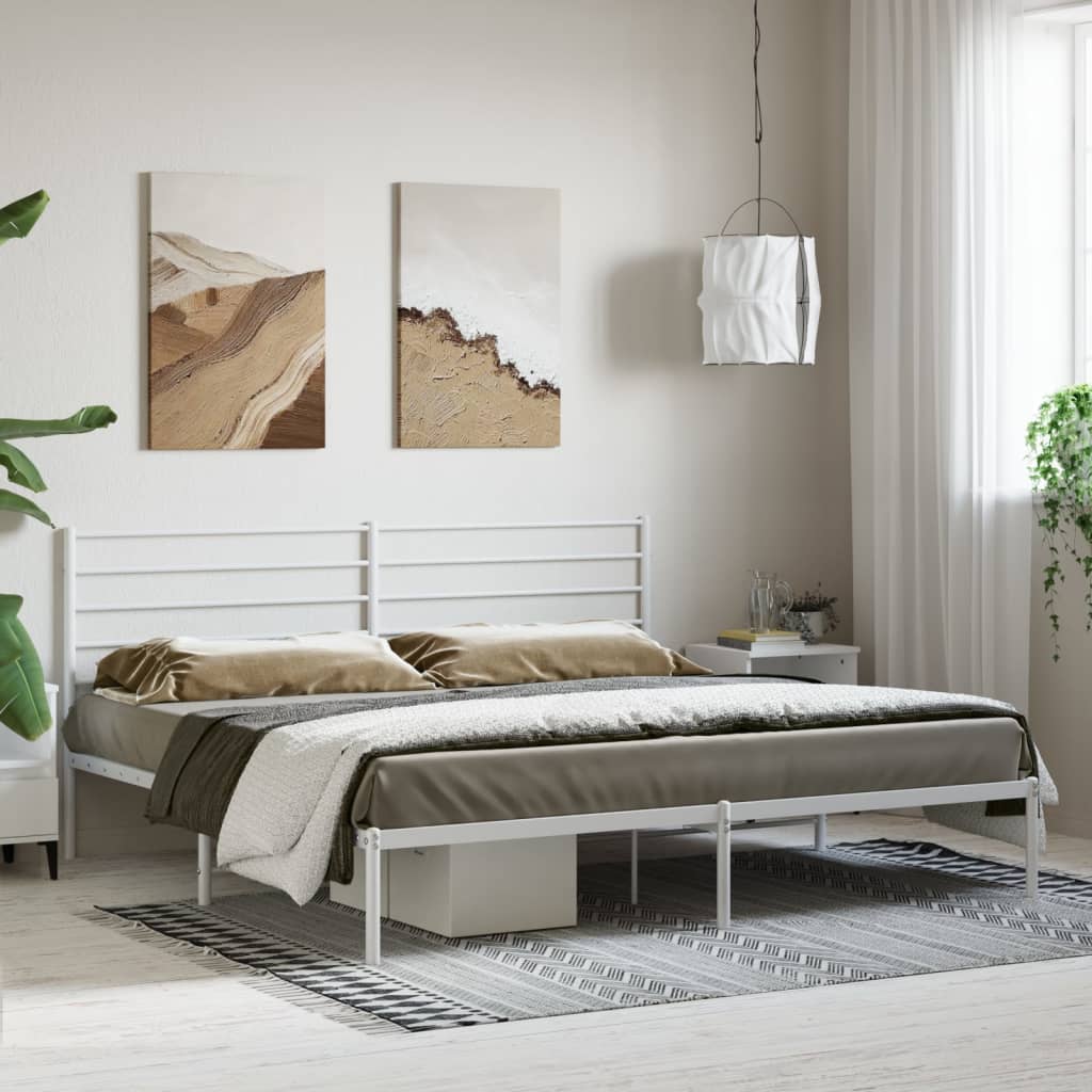 vidaXL Estructura cama sin colchón con cabecero metal blanco 200x200cm