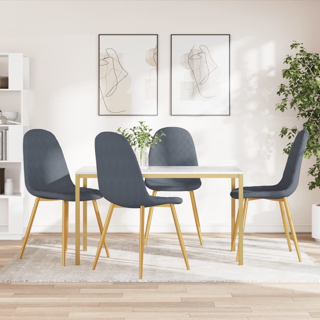 vidaXL Sillas de comedor 4 unidades terciopelo gris oscuro