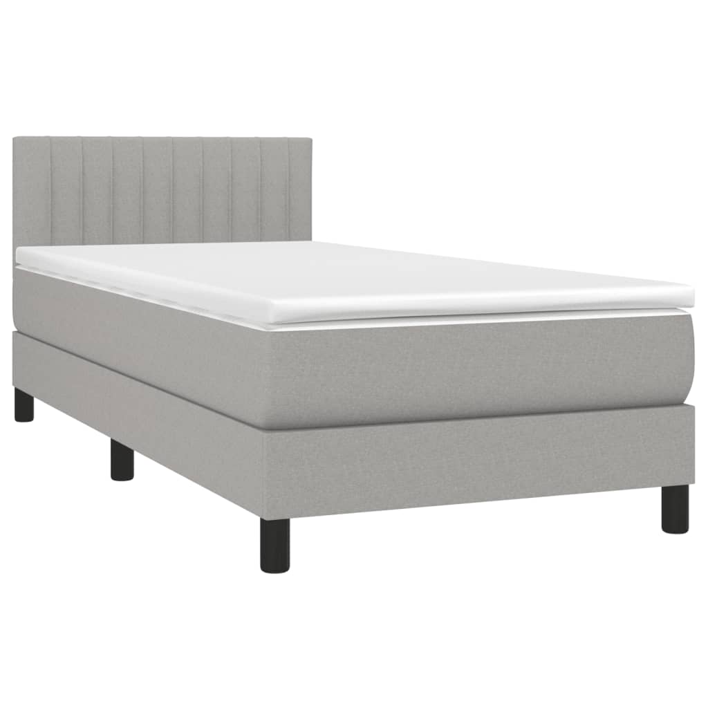 vidaXL Cama box spring con colchón tela gris claro 100x200 cm