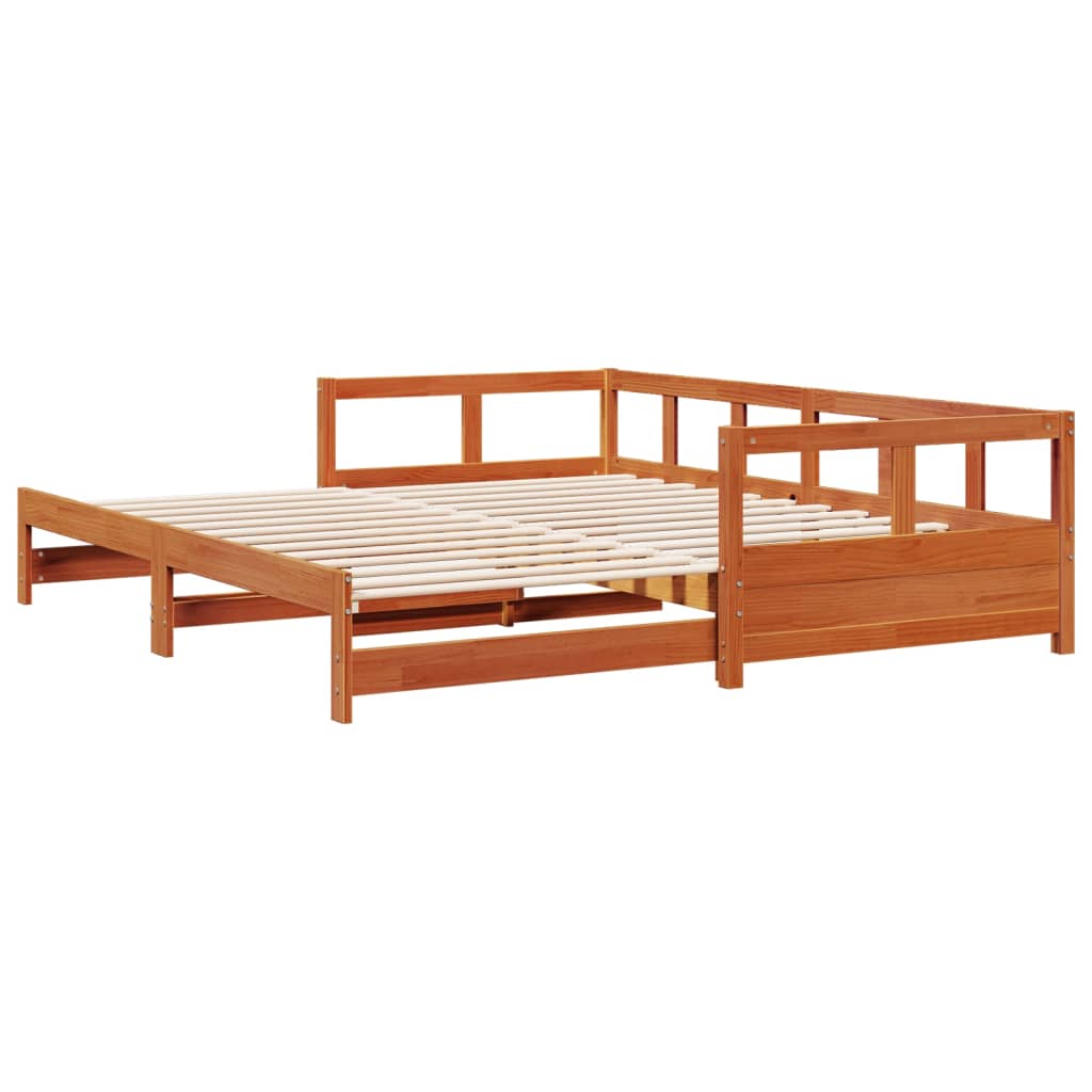 vidaXL Sofá cama sin colchón madera maciza pino marrón cera 80x200 cm