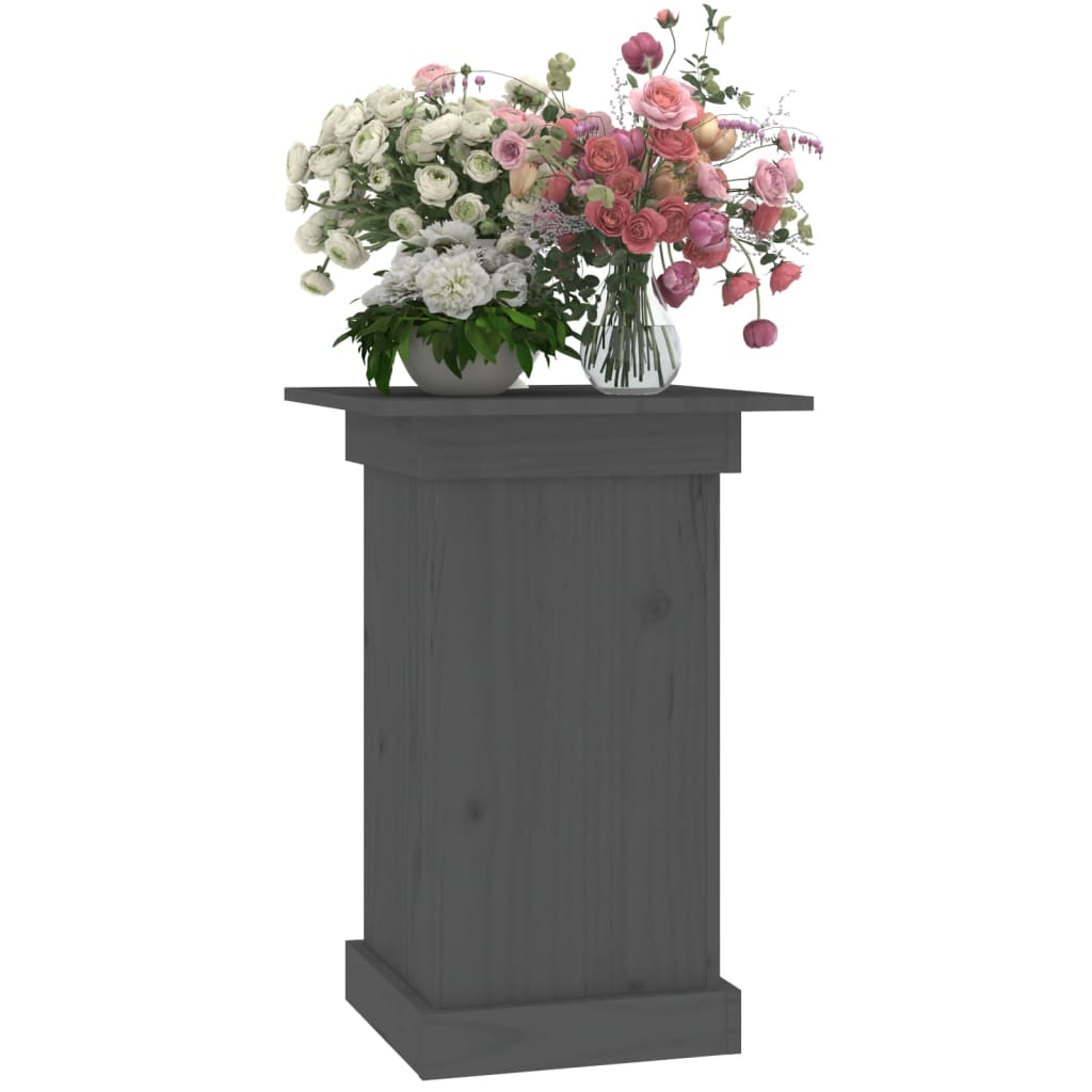 vidaXL Soporte para plantas madera maciza de pino gris 40x40x60 cm