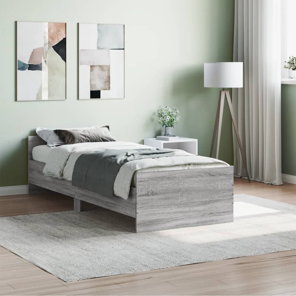 vidaXL Estructura de cama madera de ingeniería Sonoma gris 75x190 cm