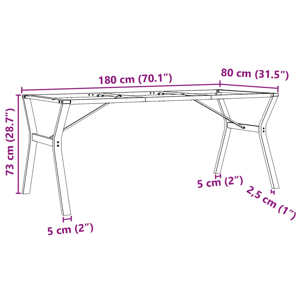 vidaXL Patas de mesa comedor estructura Y hierro fundido 180x80x73 cm