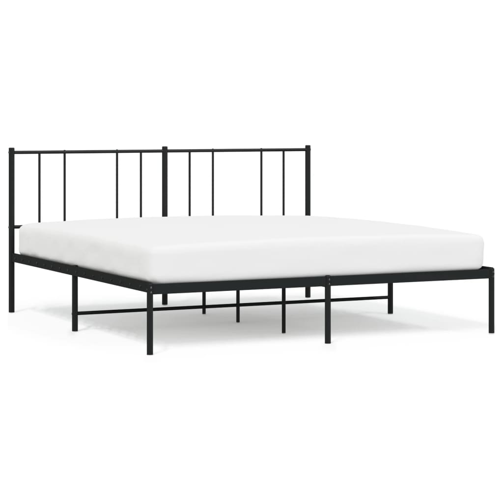 vidaXL Estructura cama sin colchón con cabecero metal negro 193x203 cm