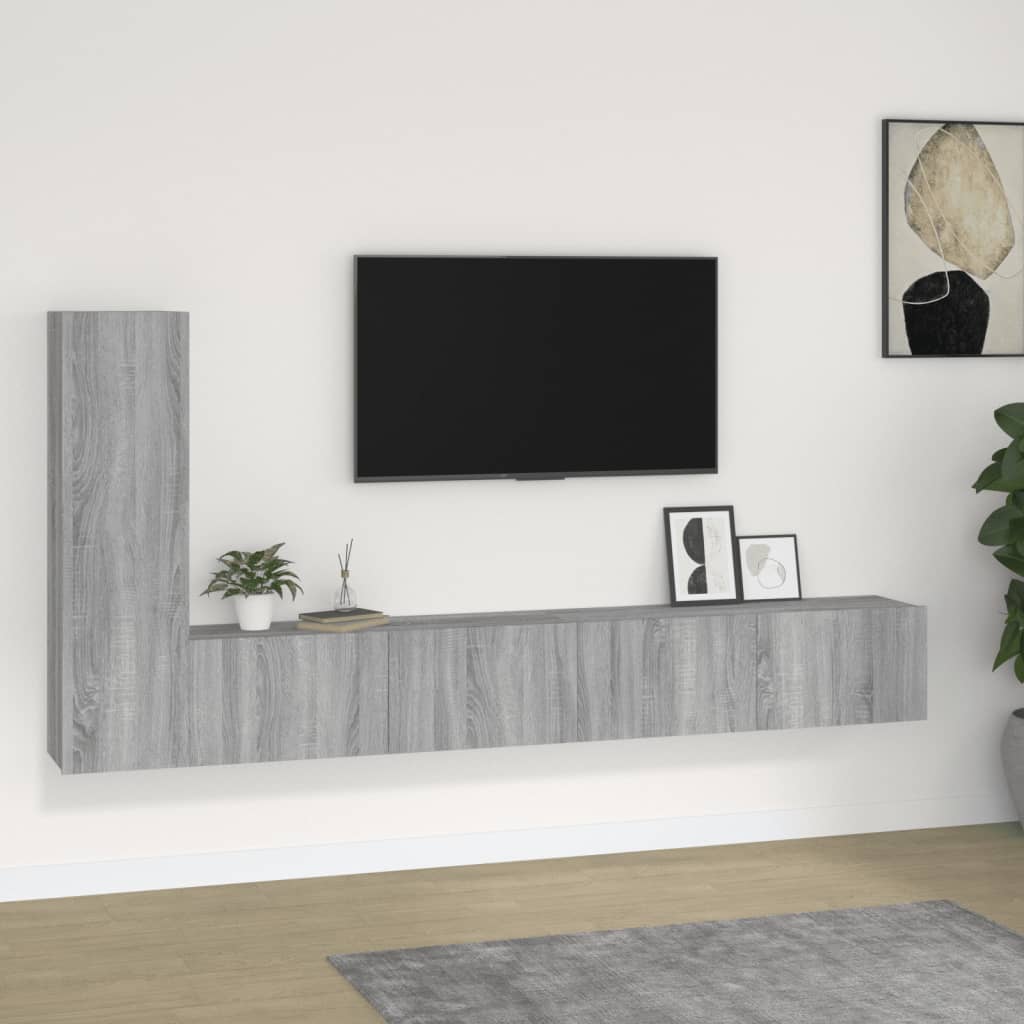 vidaXL Set de muebles para TV 3 pzas madera contrachapada gris Sonoma