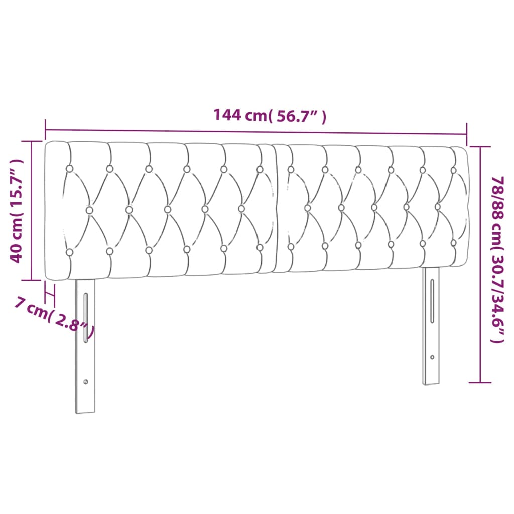 vidaXL Cabecero con LED de tela gris oscuro 144x7x78/88 cm