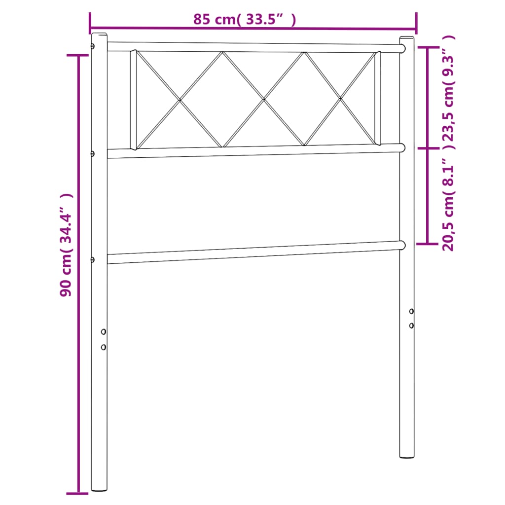 vidaXL Cabecero de metal negro 80 cm