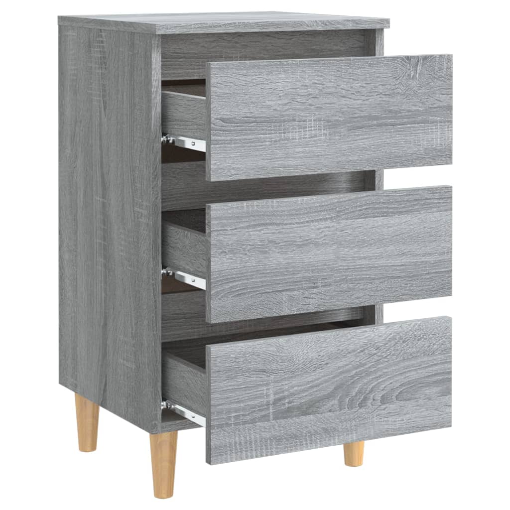 vidaXL Mesita de noche con patas madera maciza gris Sonoma 40x35x69 cm