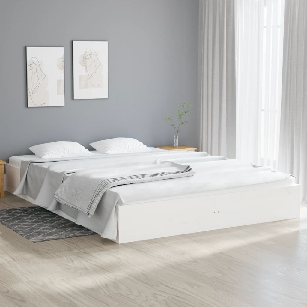 vidaXL Estructura de cama madera maciza blanca 120x200 cm