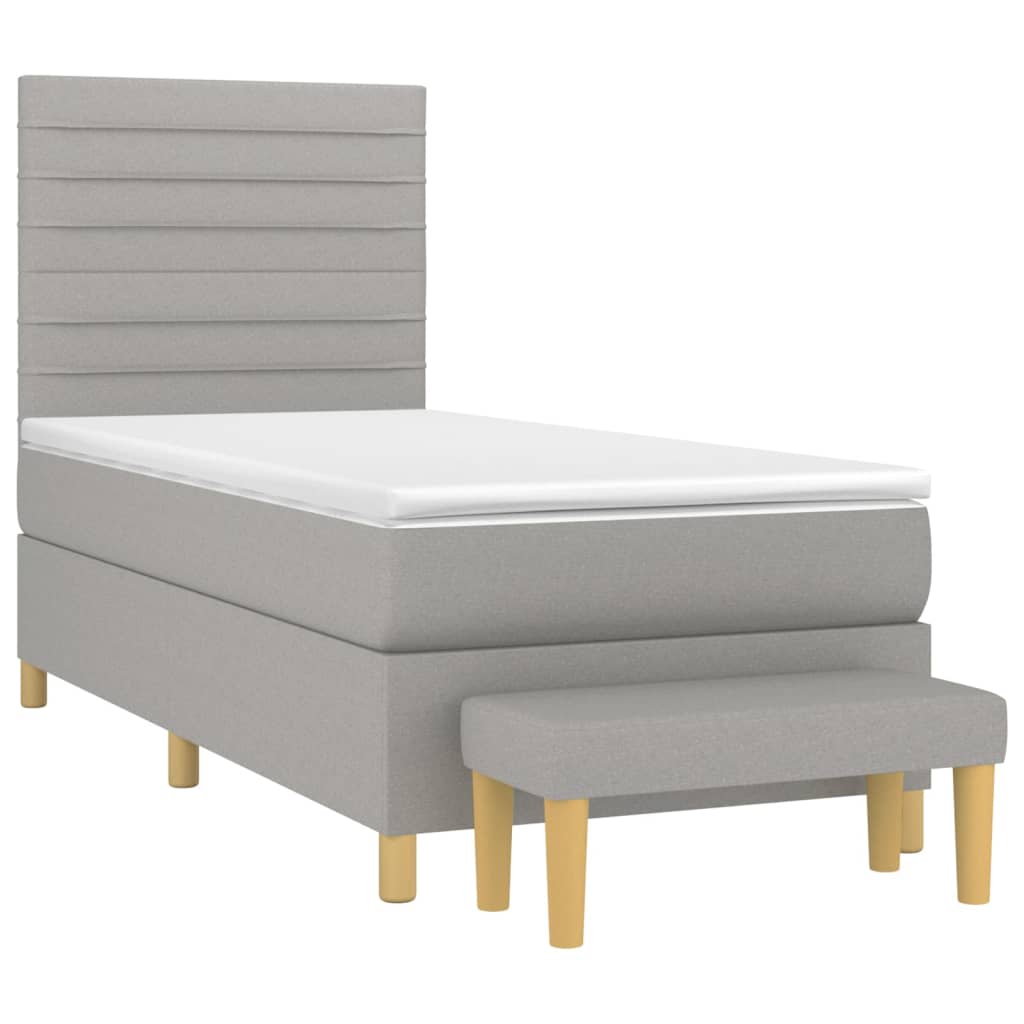 vidaXL Cama box spring con colchón tela gris claro 90x190 cm