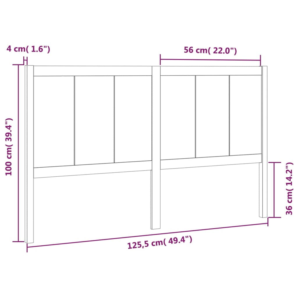 vidaXL Cabecero de cama madera maciza pino marrón miel 125,5x4x100 cm