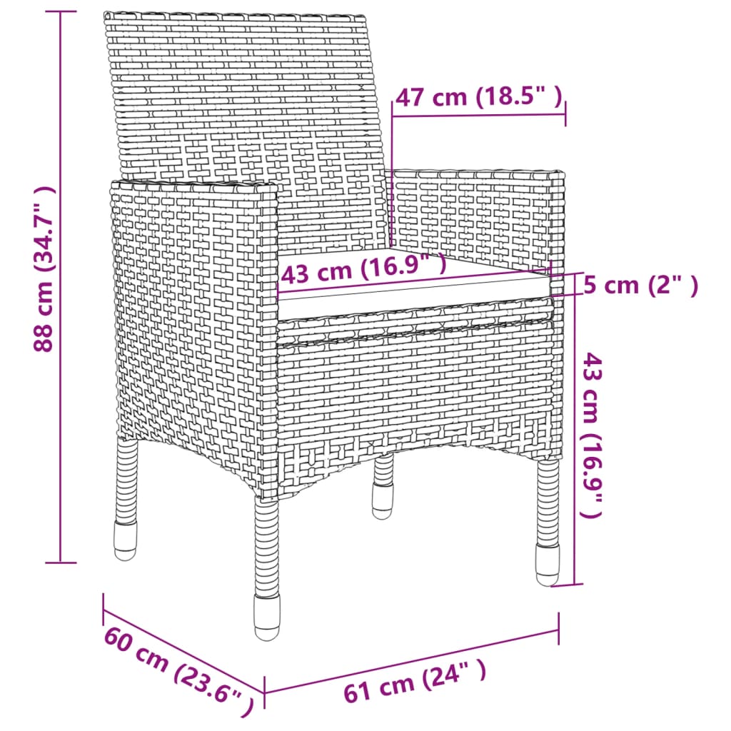 vidaXL Juego comedor de jardín 7 pzas y cojines ratán sintético blanco