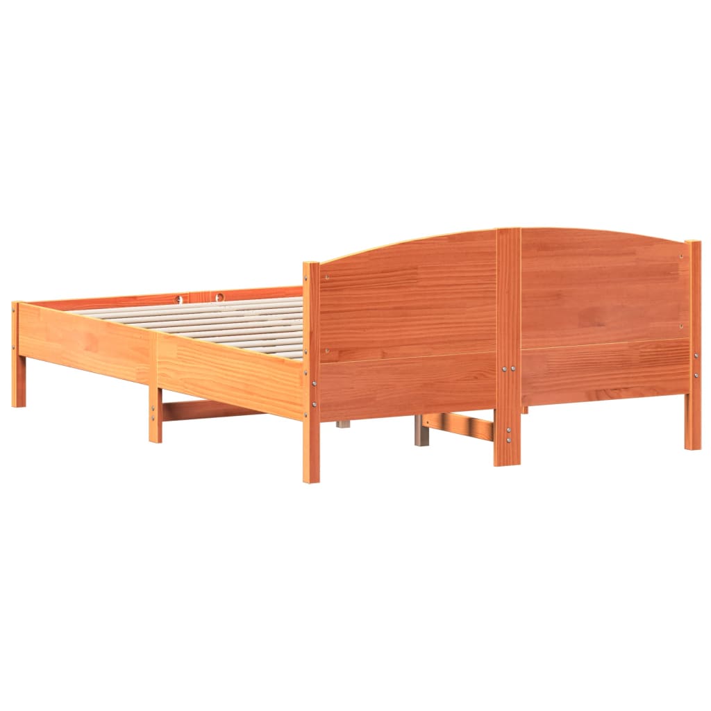 vidaXL Cama sin colchón madera maciza de pino marrón cera 140x200 cm