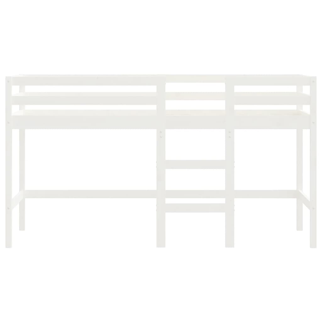 vidaXL Cama alta de niños escalera madera maciza pino blanco 90x200 cm