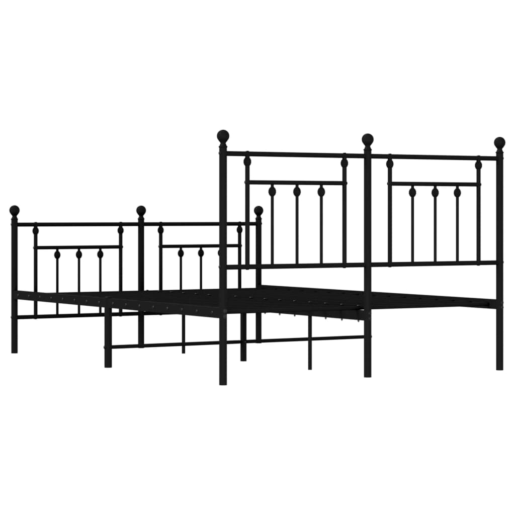 vidaXL Estructura cama sin colchón con estribo metal negro 140x190 cm