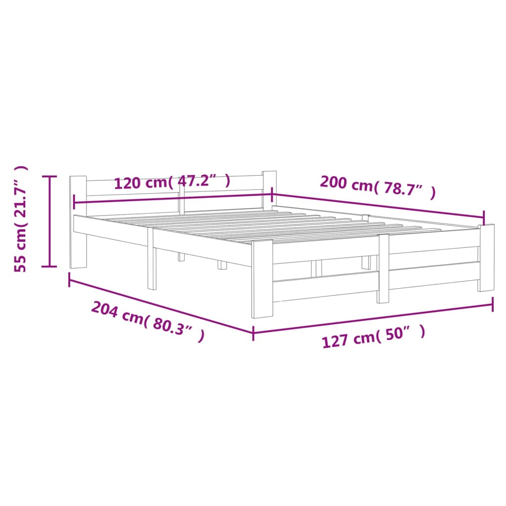 vidaXL Estructura de cama sin colchón madera de pino blanco 120x200 cm