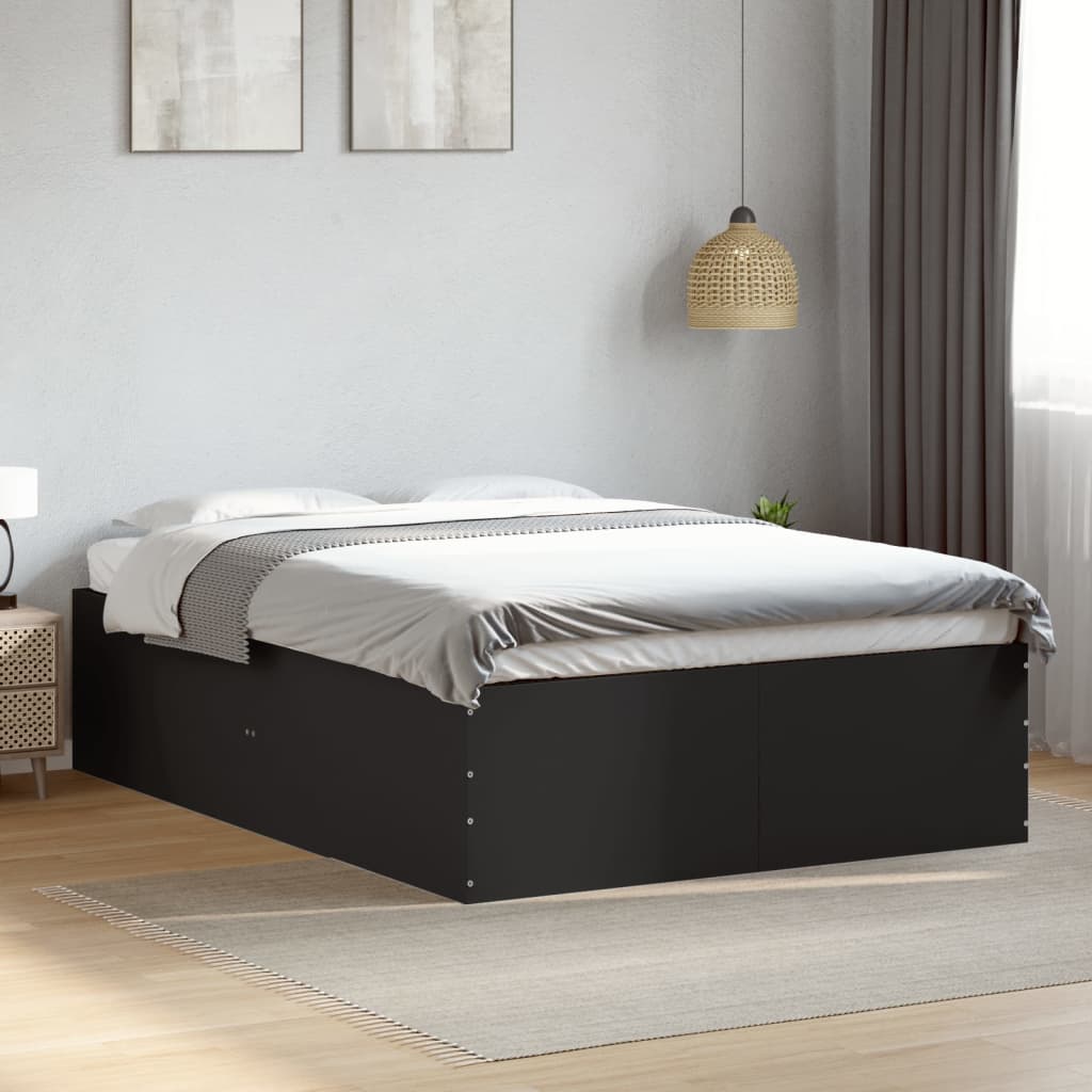 vidaXL Estructura de cama madera de ingeniería negra 135x190 cm