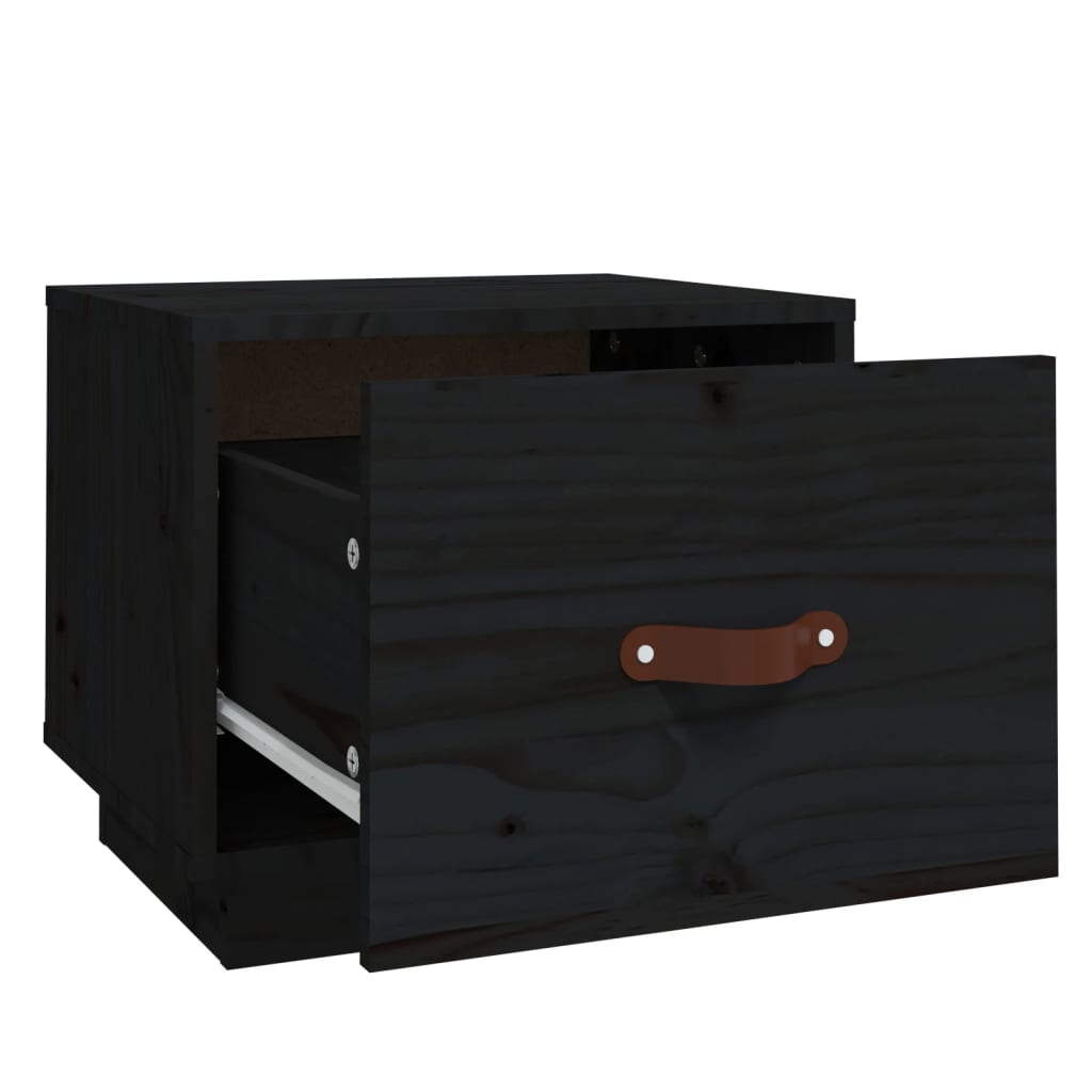 vidaXL Mesitas de noche 2 uds madera maciza de pino negro 40x34x35 cm