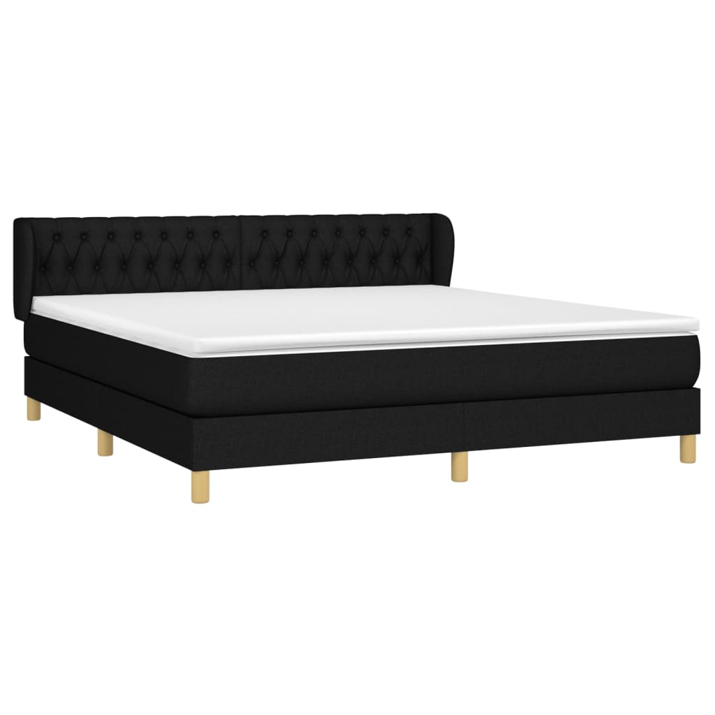 vidaXL Cama box spring con colchón tela negro 180x200 cm