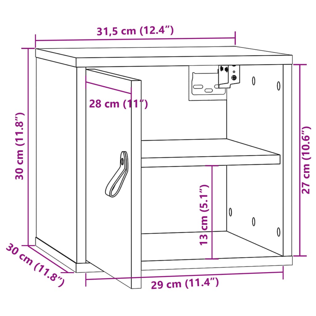 vidaXL Armarios de pared 2 uds madera maciza pino blanco 31,5x30x30 cm