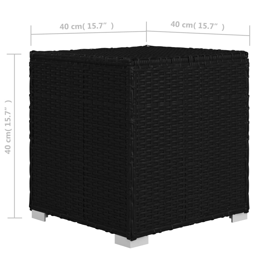 vidaXL Tumbona de jardín con cojín y mesita ratán sintético negro