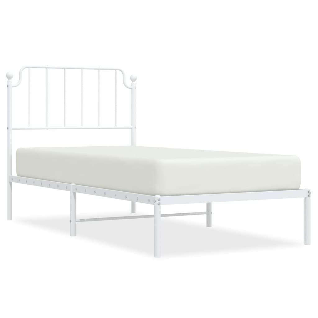 vidaXL Estructura cama sin colchón con cabecero metal blanco 90x200 cm