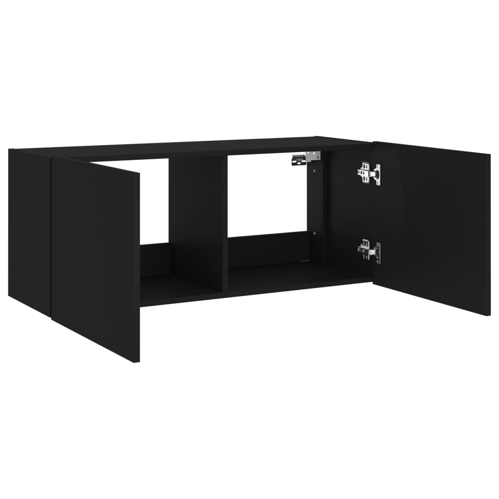 vidaXL Mueble de TV de pared con luces LED negro 100x35x41 cm