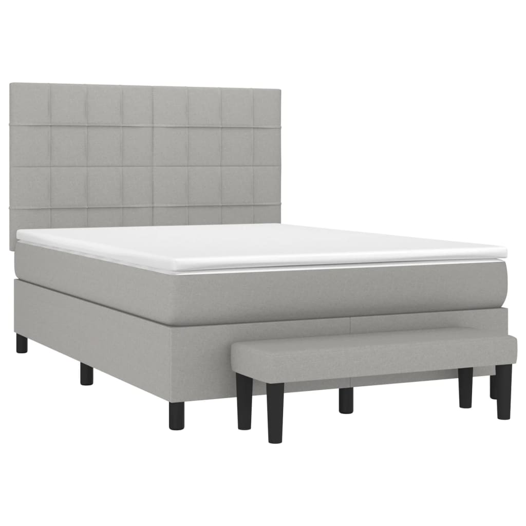 vidaXL Cama box spring con colchón tela gris claro 140x200 cm