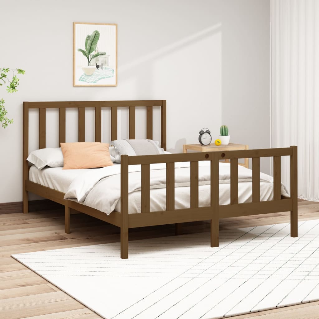 vidaXL Estructura cama madera maciza marrón miel King Size 150x200 cm