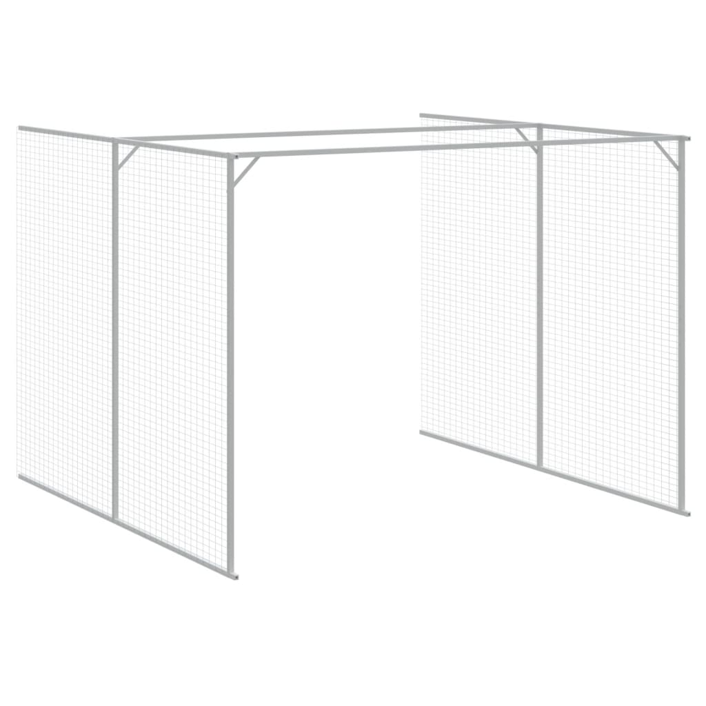 vidaXL Caseta perros con corral acero galvanizado gris 214x865x181 cm