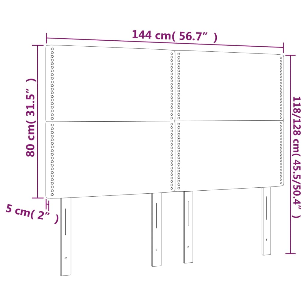 vidaXL Cabecero luces LED cuero sintético capuchino 144x5x118/128cm