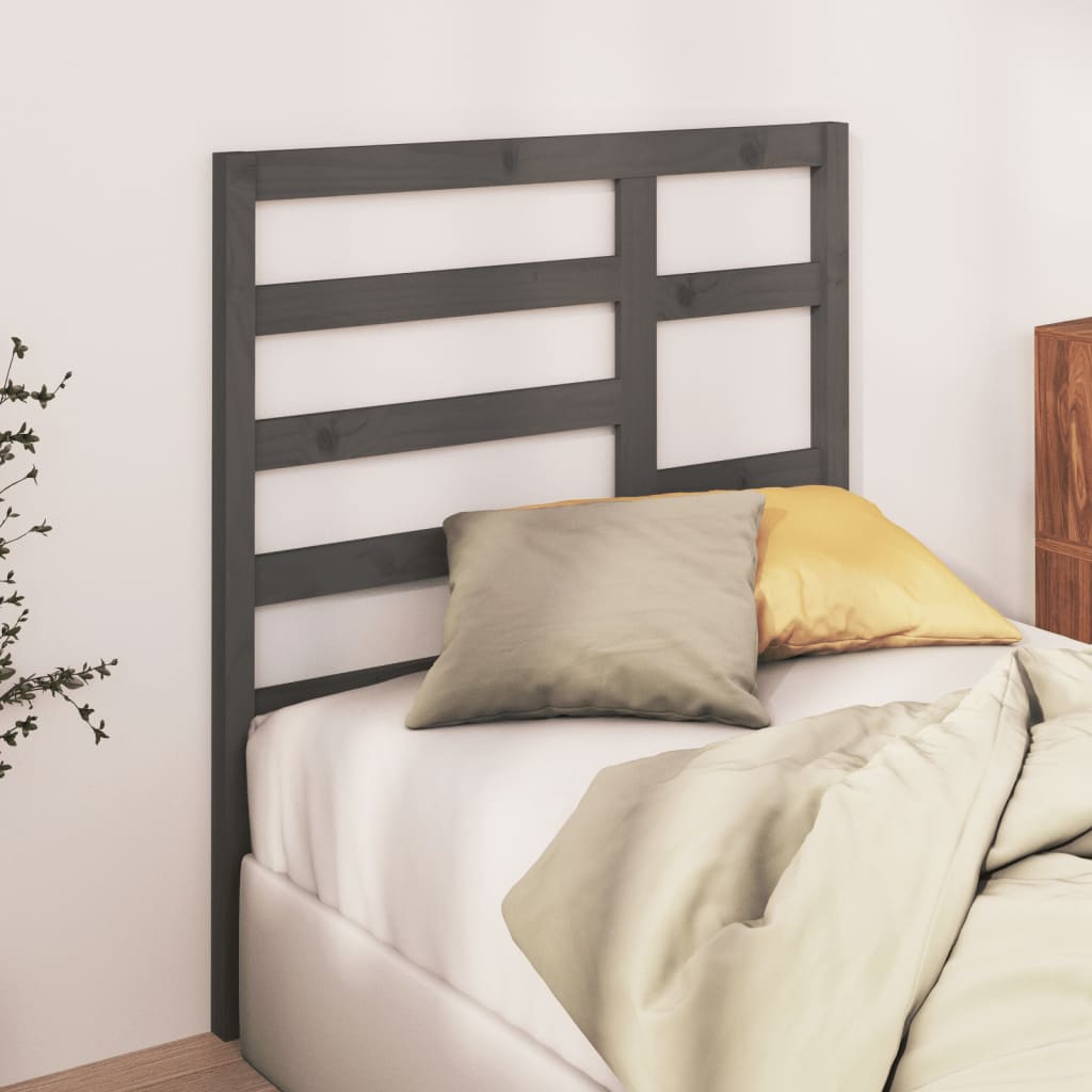 vidaXL Cabecero de cama madera maciza de pino gris 96x4x104 cm