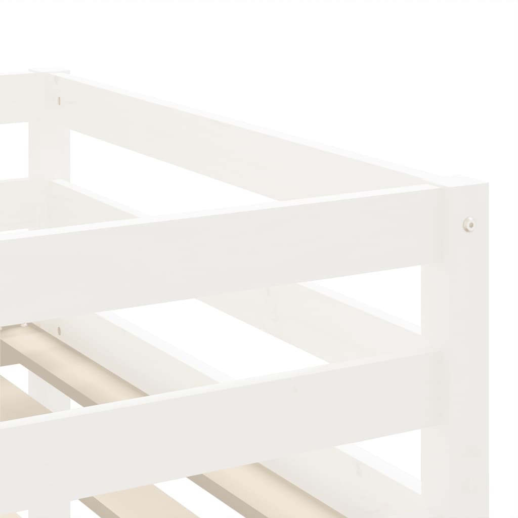 vidaXL Cama alta de niños escalera madera maciza pino blanco 90x200 cm