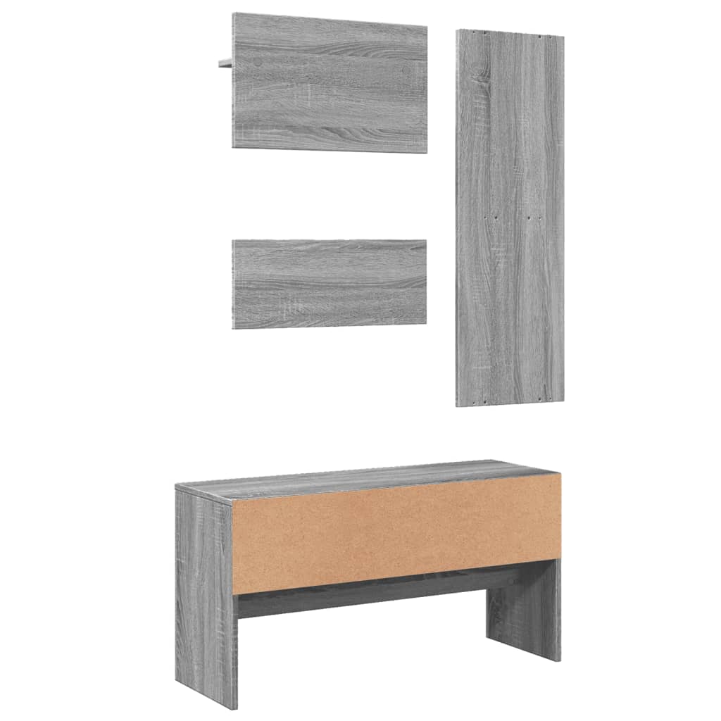 vidaXL Muebles de recibidor 4 piezas madera de ingeniería gris Sonoma