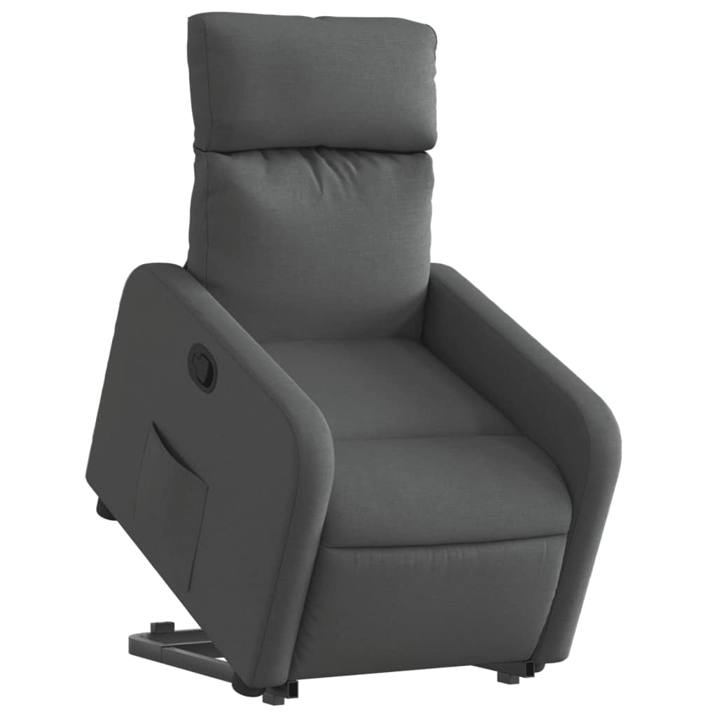 vidaXL Sillón reclinable elevable de tela gris oscuro