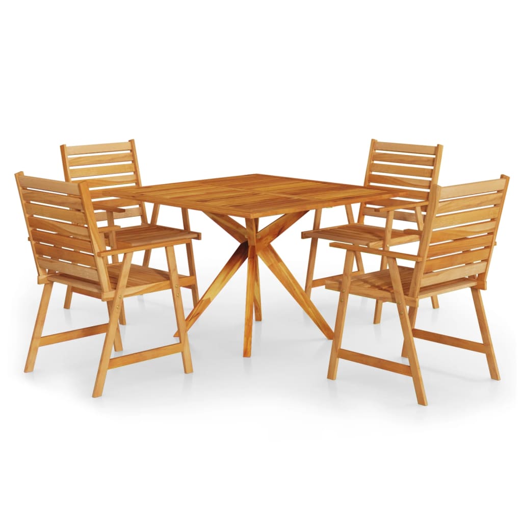 vidaXL Juego de comedor de jardín 5 piezas madera maciza de acacia