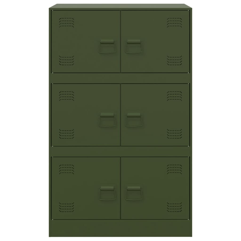 vidaXL Aparador de acero verde oliva 67x39x107 cm