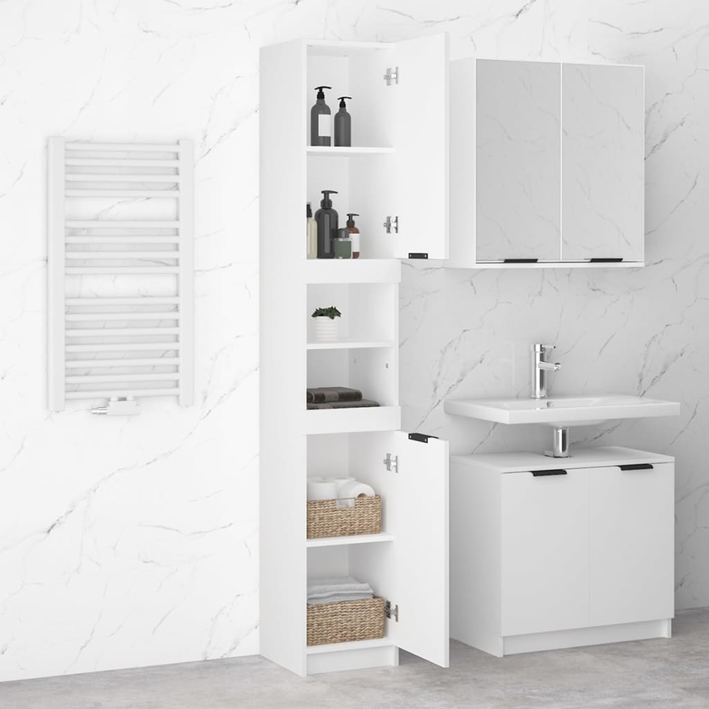 vidaXL Armario de baño madera contrachapada blanco 32x34x188,5 cm