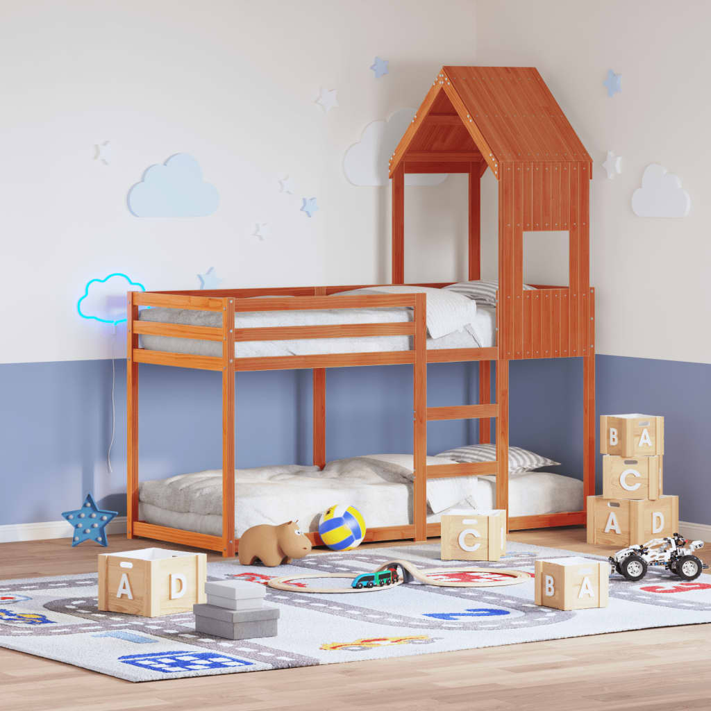 vidaXL Techo de cama infantil madera maciza pino marrón 55x84x132 cm