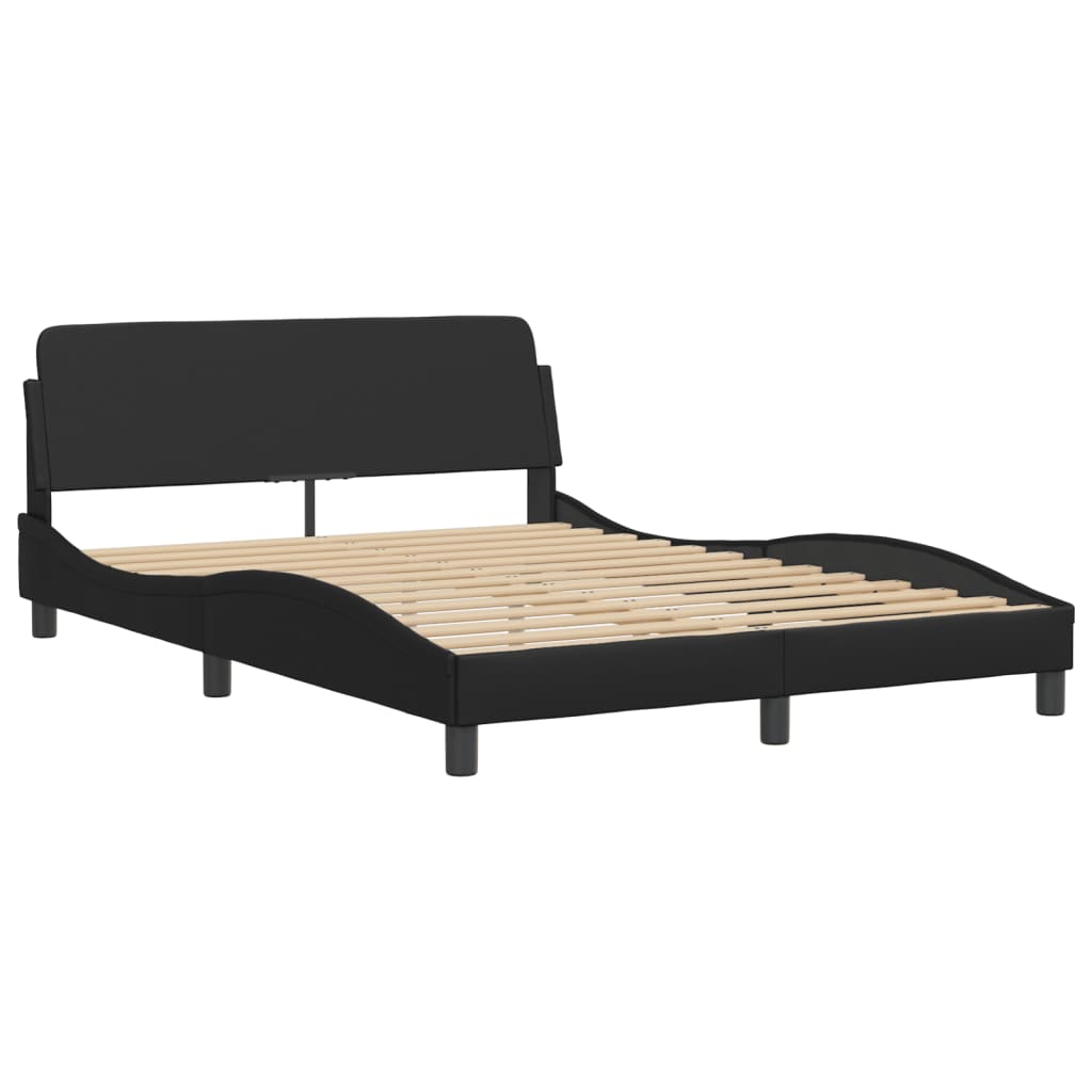 vidaXL Estructura cama con luces LED cuero sintético negro 140x190 cm