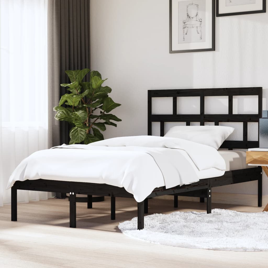 vidaXL Estructura de cama de madera maciza de pino negro 140x200 cm